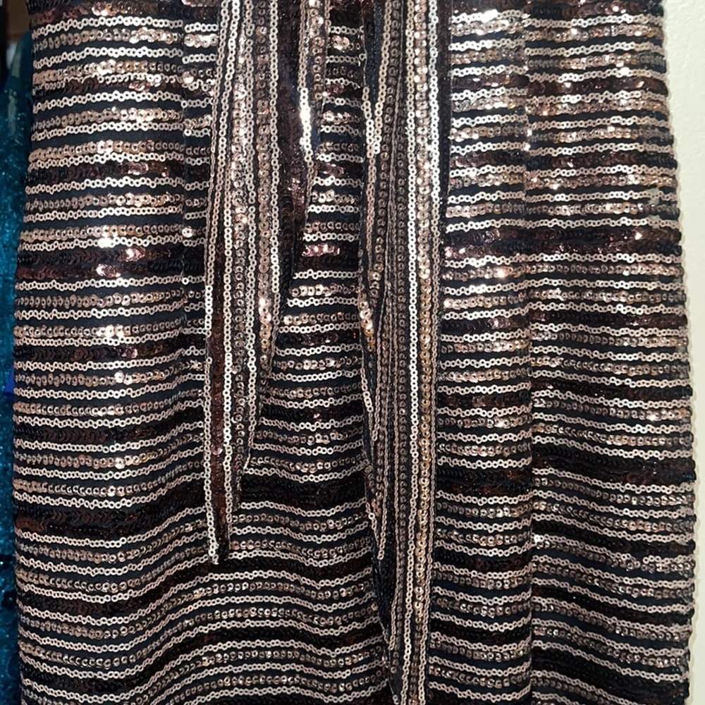 Badgley Mischka Collection Striped Sequin Gown - Picture 8 of 10